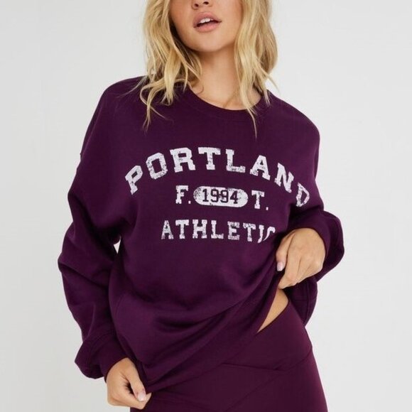 Garage Portland Violet Purple & White Crew Neck Sweatshirt - Picture 1 of 4